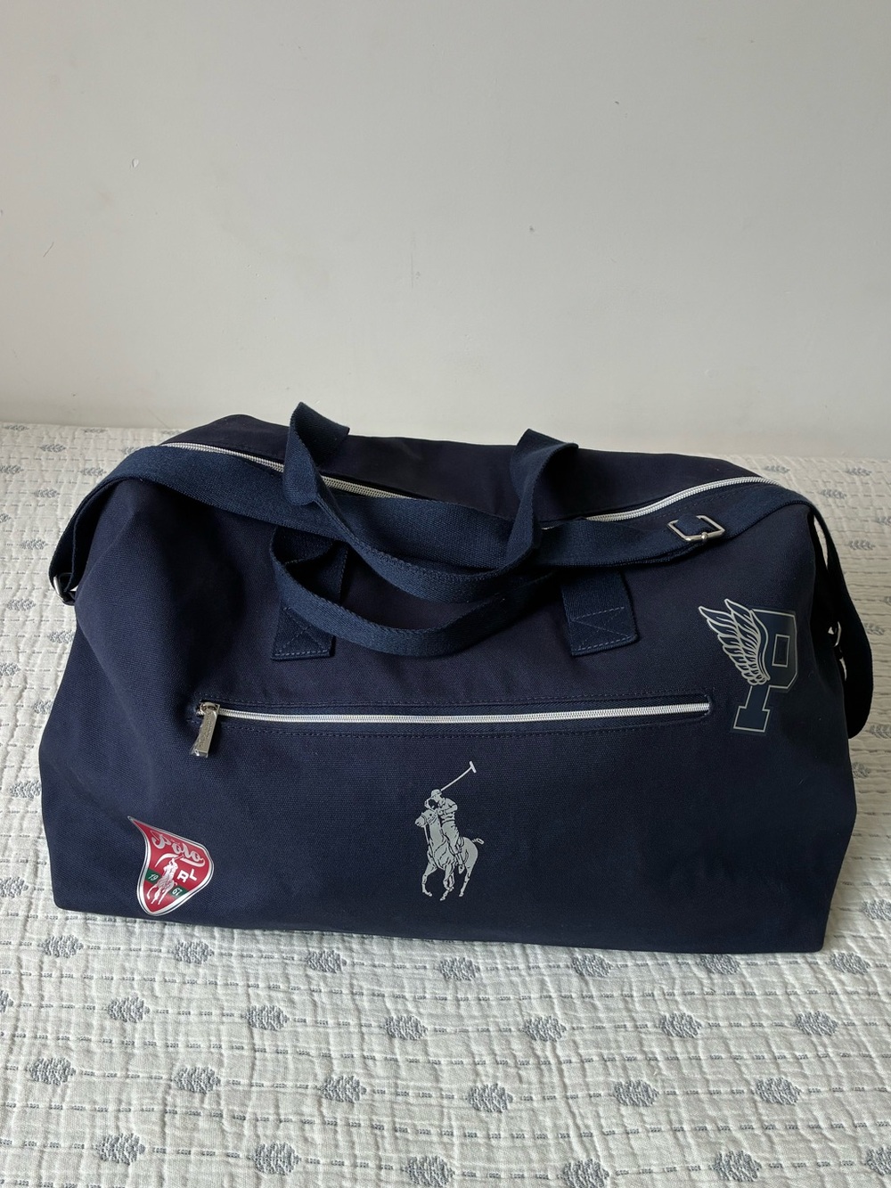 Polo by Ralph Lauren Navy Canvas Duffel Weekender Bag with Pony Logo